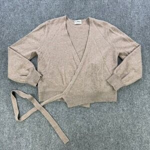 27 Miles Malibu 100% Cashmere Wrap Cardigan Ballet Sweater Taupe Brown L READ
